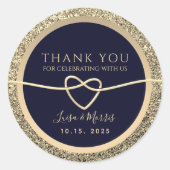 Navy Blue Wedding Bedankt Ronde Sticker (Voorkant)