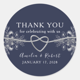 Navy Blue Wedding Bedankt Ronde Sticker