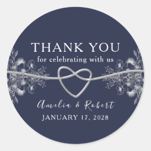 Navy Blue Wedding Bedankt Ronde Sticker