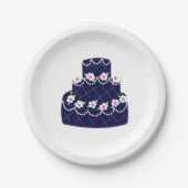 Navy Blue Wedding Cake Papieren Bordje (Voorkant)