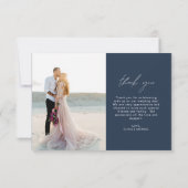 Navy Blue Wedding Dank je wel Foto Minimalist Bedankkaart (Achterkant)