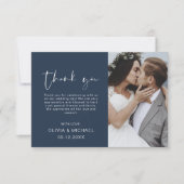 Navy Blue Wedding Dank je wel Foto Minimalist Bedankkaart (Voorkant)
