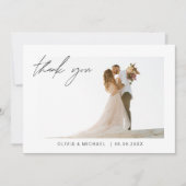 Navy Blue Wedding Dank je wel Foto Minimalist Bedankkaart (Voorkant)