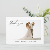 Navy Blue Wedding Dank je wel Foto Minimalist Bedankkaart (Staand voorkant)