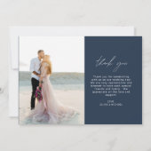 Navy Blue Wedding Dank je wel Foto Minimalist Bedankkaart (Achterkant)
