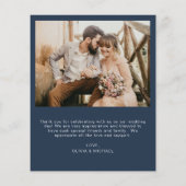 Navy Blue Wedding Dank u kaarten Foto Minimalist (Achterkant)