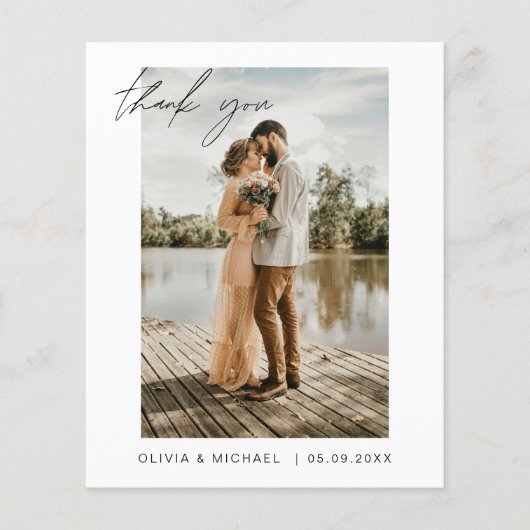 Navy Blue Wedding Dank u kaarten Foto Minimalist (Voorkant)