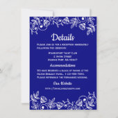 Navy Blue Wedding Details Floral Elegant Flowers Kaart (Voorkant)