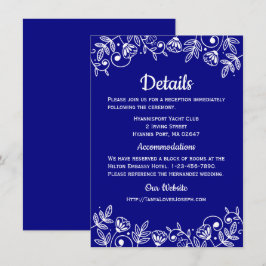 Navy Blue Wedding Details Floral Elegant Flowers Kaart