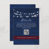 Navy Blue Wedding Details QR Code Kaart (Voorkant / Achterkant)