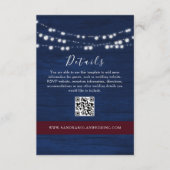 Navy Blue Wedding Details QR Code Kaart (Voorkant)