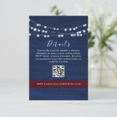 Navy Blue Wedding Details QR Code Kaart (Staand voorkant)