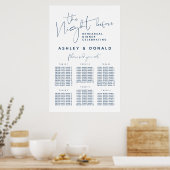Navy Blue, Wedding Dinner Guest Seating Charts Poster (Keuken)