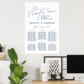 Navy Blue, Wedding Dinner Guest Seating Charts Poster (Thuiskantoor)
