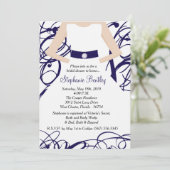 Navy Blue Wedding Dress Bridal Shower Kaart (Staand voorkant)