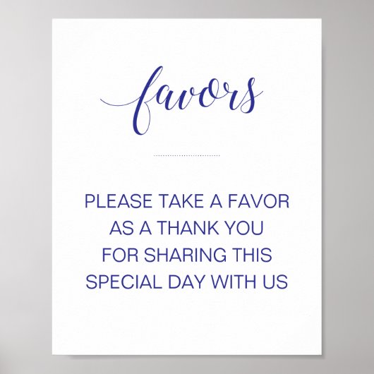 Navy Blue Wedding Favors Gelieve één bord te nemen Poster (Voorkant)