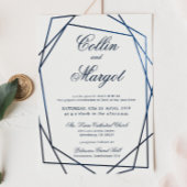 Navy Blue Wedding Geometric Lijst Aankondiging