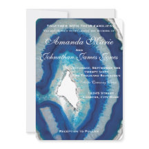 Navy Blue Wedding Invitation | Elegant Agate