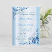 Navy Blue Wedding Invitation on Lace Ice-blue Kaart (Staand voorkant)