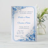 Navy Blue Wedding Invitation on styled Silver Kaart (Staand voorkant)