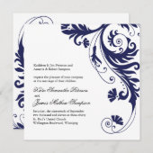 Navy Blue Wedding Invitations Kaart (Voorkant / Achterkant)