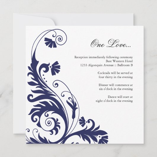Navy Blue Wedding Invitations Kaart (Achterkant)
