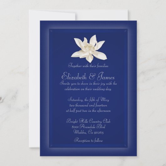 Navy Blue Wedding Invitations Kaart (Voorkant)