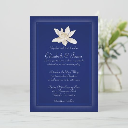 Navy Blue Wedding Invitations Kaart (Staand voorkant)