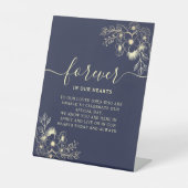 Navy Blue Wedding Memorial Teken Reclamebord Met Voetstuk (Voorkant)