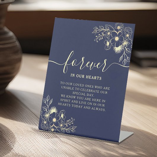 Navy Blue Wedding Memorial Teken Reclamebord Met Voetstuk