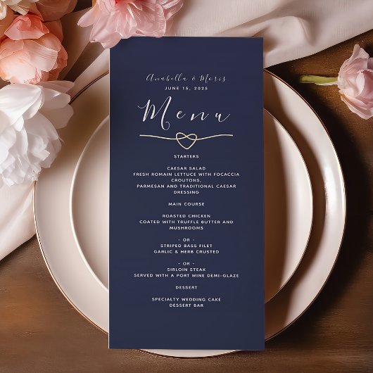 Navy Blue Wedding Menu