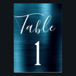 Navy Blue Wedding Metallic Tafel Nummer Kaart<br><div class="desc">Navy Blue Faux Metallic Roestvrij Staal Metalen Script Modern en Elegant Tafelnummer. Het tabelnummer kan worden bijgewerkt en gewijzigd op deze Navy Blue girly-kaart. Deze Tafelnummerkaart maakt deel uit van een bijpassend collectie en extra bijpassende items kunnen worden aangevraagd door contact op te nemen met de designer.</div>