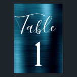 Navy Blue Wedding Metallic Tafel Nummer Kaart<br><div class="desc">Navy Blue Faux Metallic Roestvrij Staal Metalen Script Modern en Elegant Tafelnummer. Het tabelnummer kan worden bijgewerkt en gewijzigd op deze Navy Blue girly-kaart. Deze Tafelnummerkaart maakt deel uit van een bijpassend collectie en extra bijpassende items kunnen worden aangevraagd door contact op te nemen met de designer.</div>