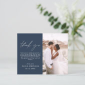 Navy Blue Wedding Minimalist Bedankt Kaarten (Staand voorkant)