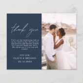 Navy Blue Wedding Minimalist Bedankt Kaarten (Voorkant)