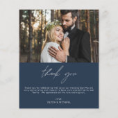 Navy Blue Wedding Minimalist Bedankt Kaarten (Achterkant)