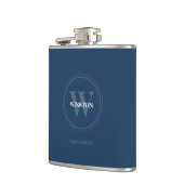 Navy Blue Wedding Monogram Groomsmen Heupfles (Links)