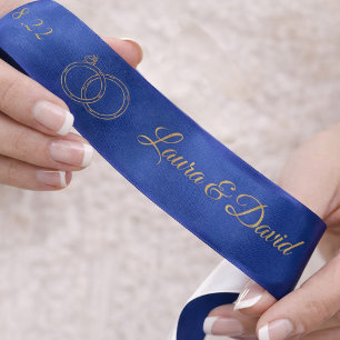 Navy Blue Wedding Persoonlijke naam Ribbon Satijnen Lint