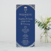 Navy Blue Wedding Programmakaart (Staand voorkant)