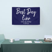 Navy Blue Wedding Receptie Decor Beste Dag Ooit Spandoek (Beurs)