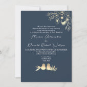 Navy Blue Wedding Reception Kaart (Voorkant)