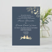 Navy Blue Wedding Reception Kaart (Staand voorkant)