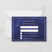 Navy blue wedding response RSVP Notitiekaartje (Voorkant)