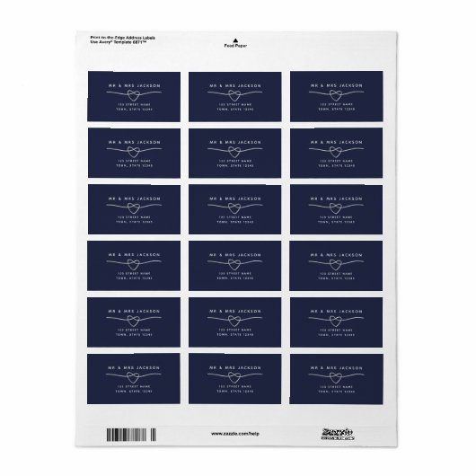 Navy Blue Wedding Return Label (Full Sheet)