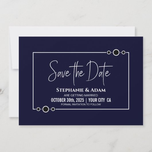 Navy Blue Wedding Save the Date (Voorkant)