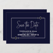 Navy Blue Wedding Save the Date (Voorkant / Achterkant)