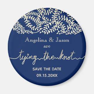 Navy Blue Wedding Save the Date Invitation Magneet