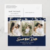 Navy Blue Wedding Save the Date Photo Briefkaarten (Voorkant / Achterkant)