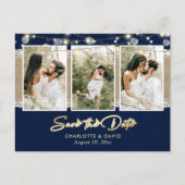 Navy Blue Wedding Save the Date Photo Briefkaarten (Voorkant)