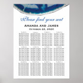 Navy Blue Wedding Seating Chart | Agate Poster (Voorkant)